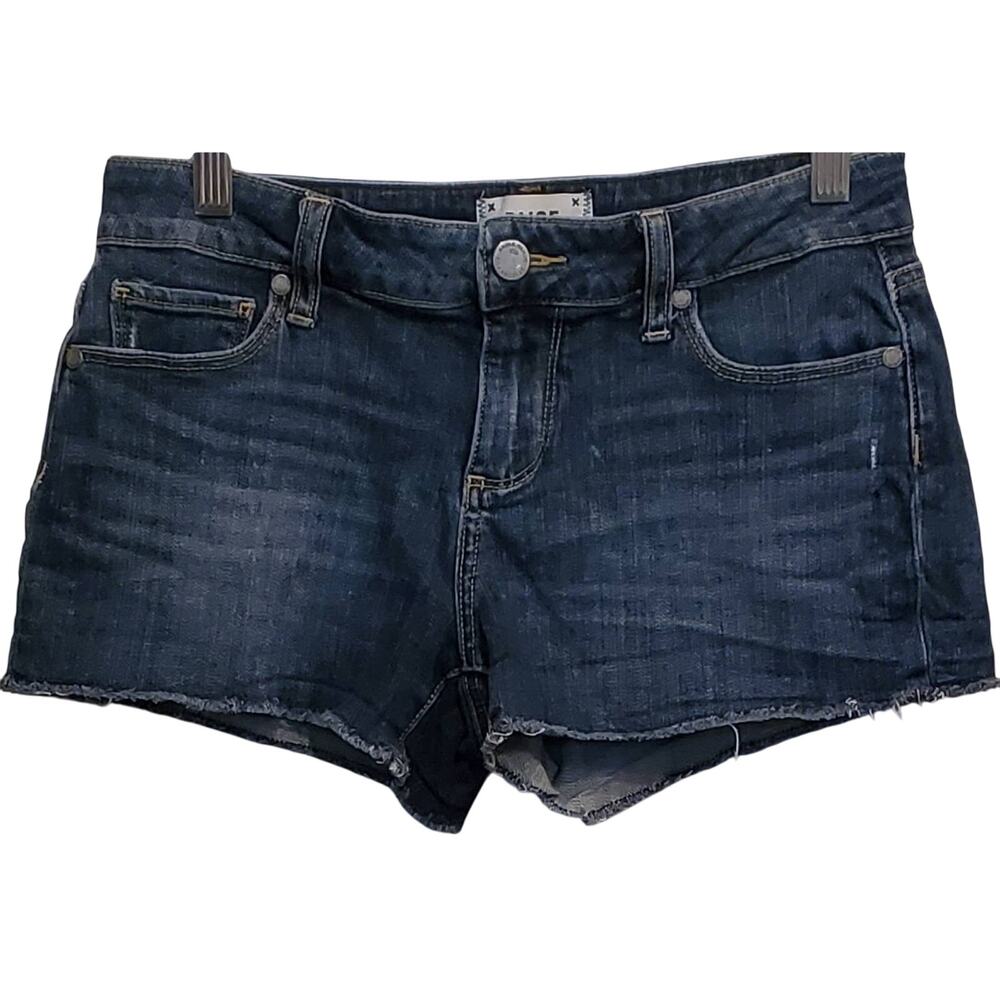 Paige Bobby Short Jean Raw Hem Medium Wash Shorts Size 26